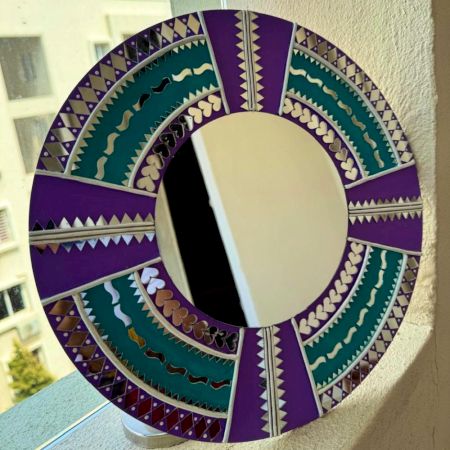 Handcrafted Ethnic Round Wall Mirror